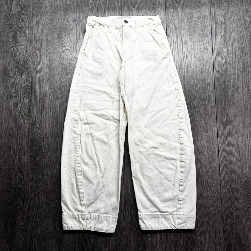 Everlane The Summer Barrel Jean Bone Off White High Rise Curved Leg Pants 23R